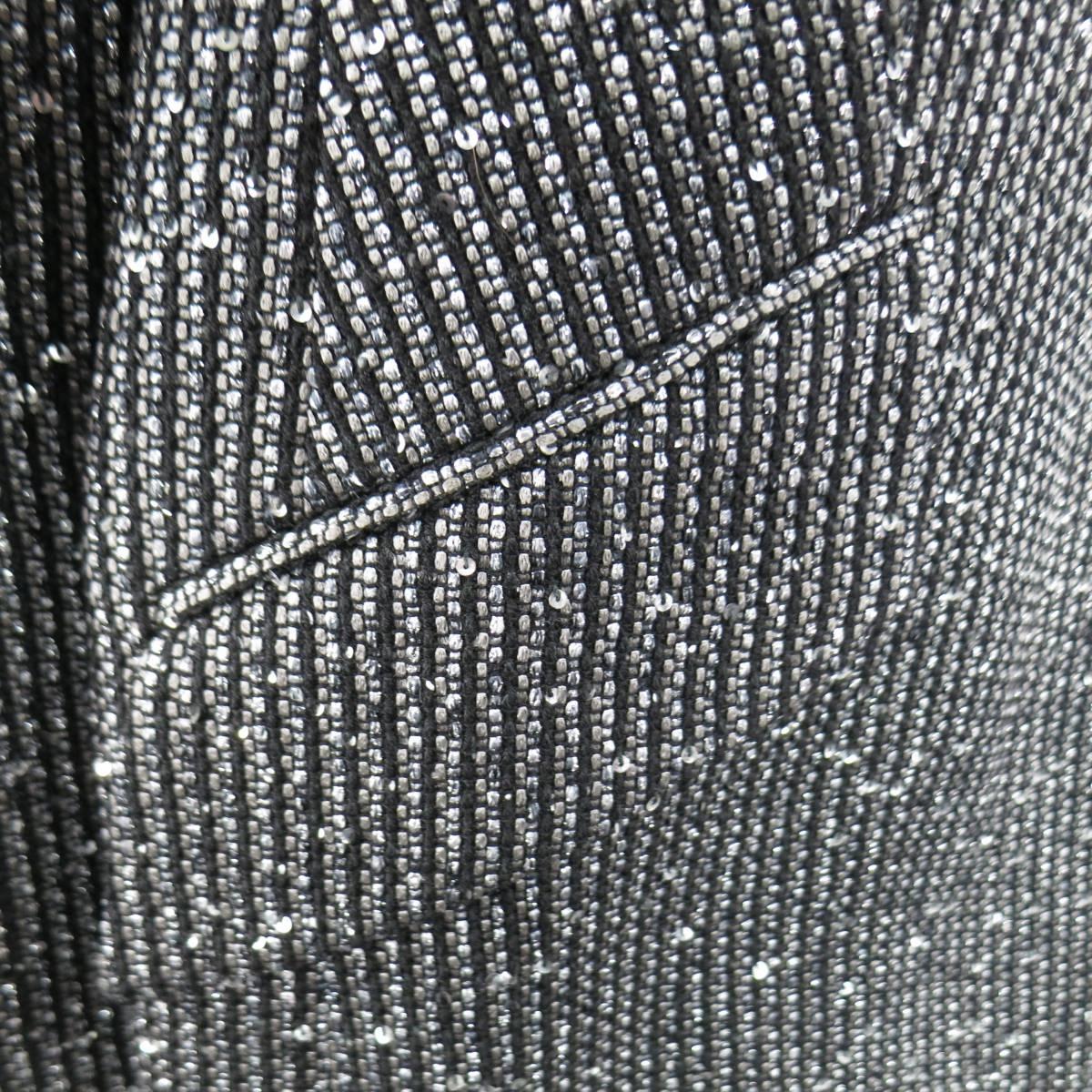 Women's ESCADA Size 14 Black & Silver Sequin Stripe Statement Jacket