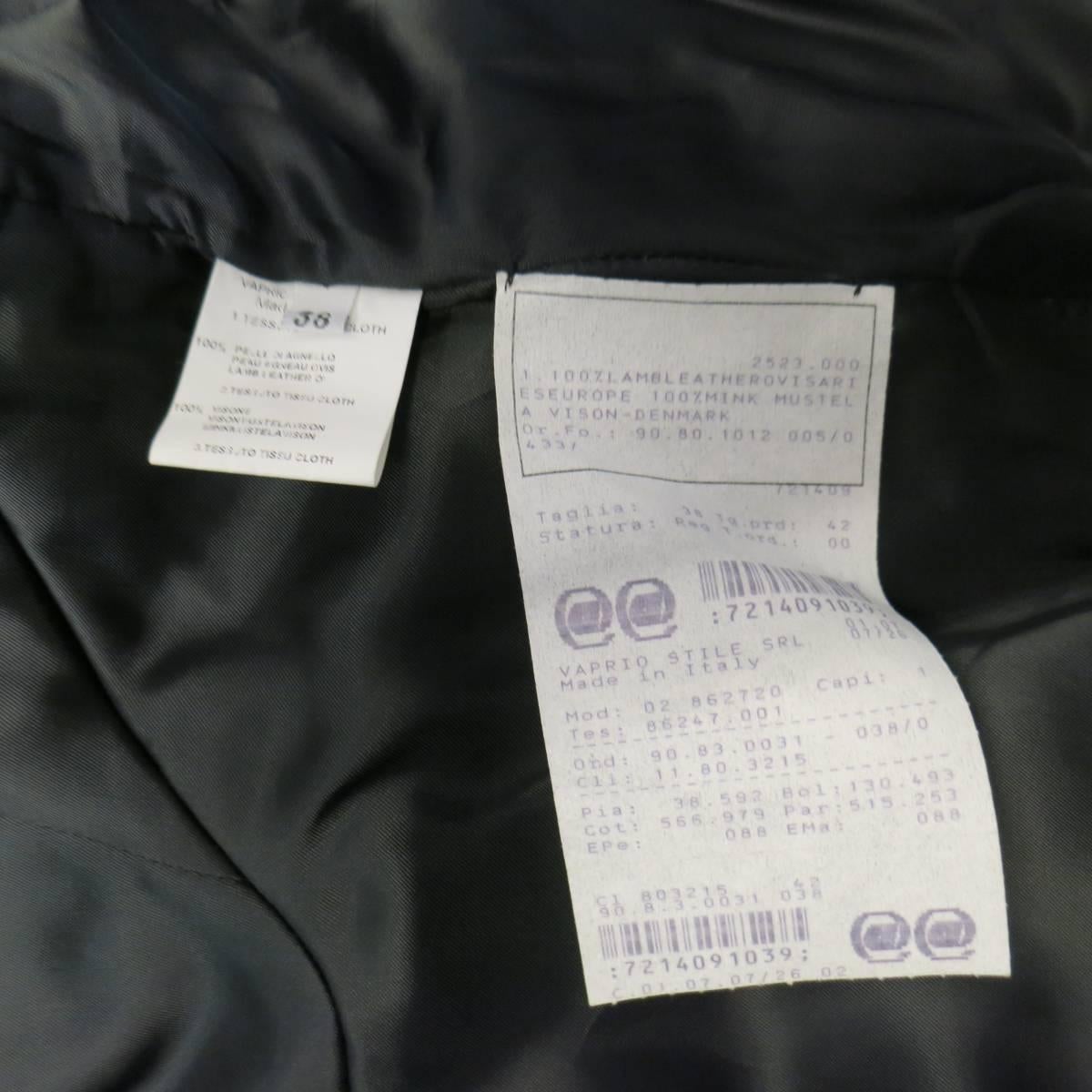EMANUEL UNGARO 2 Black Leather Mink Fur Collar Cropped Biker Jacket Retail $5390 6
