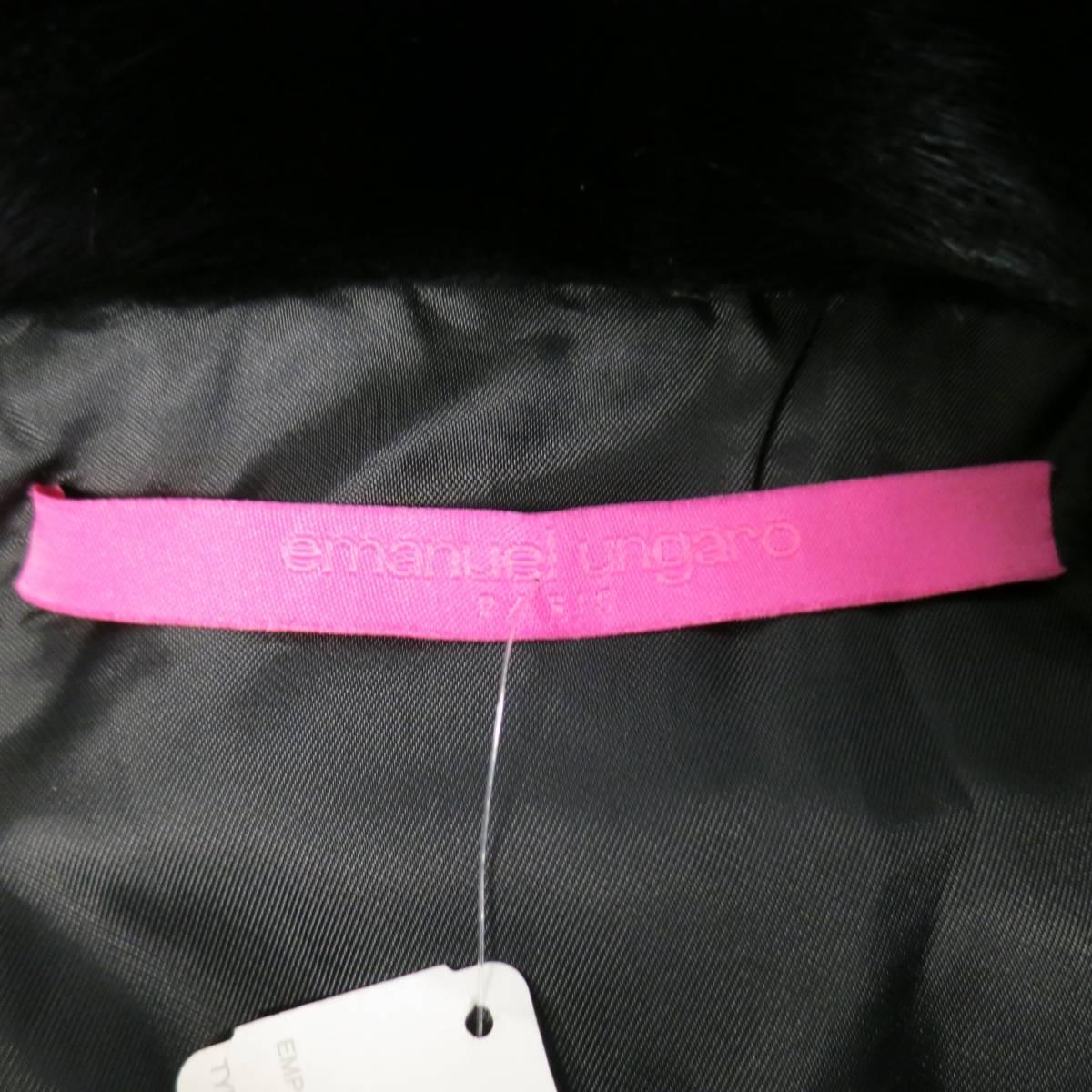 EMANUEL UNGARO 2 Black Leather Mink Fur Collar Cropped Biker Jacket Retail $5390 5