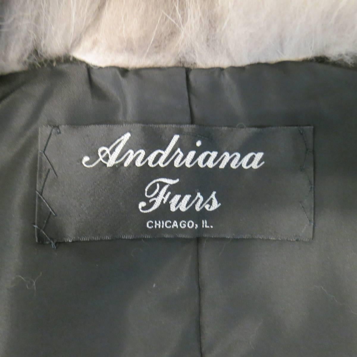 Vintage ANDRIANA FURS Size M Black Mink Silver Fox Collar Fur Vest 6
