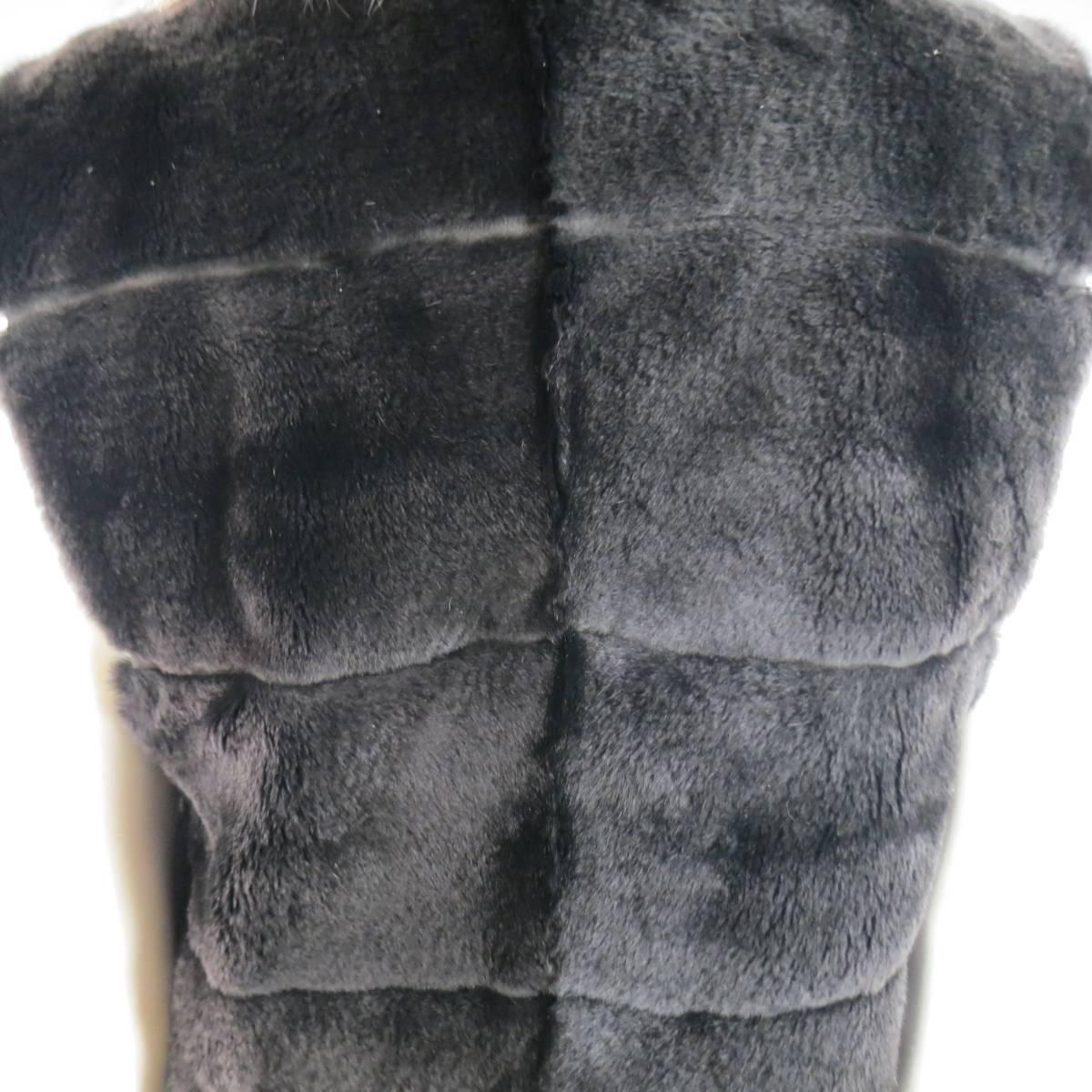 Vintage ANDRIANA FURS Size M Black Mink Silver Fox Collar Fur Vest 5