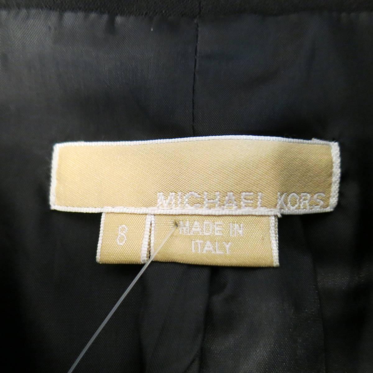 MICHAEL KORS Size 8 Black Virgin Wool & Patent Leather Zip Jacket 3