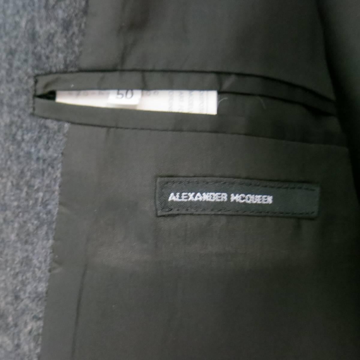 Men's ALEXANDER MCQUEEN 40 Charcoal Wool Blend Military Pocket Jacket 3