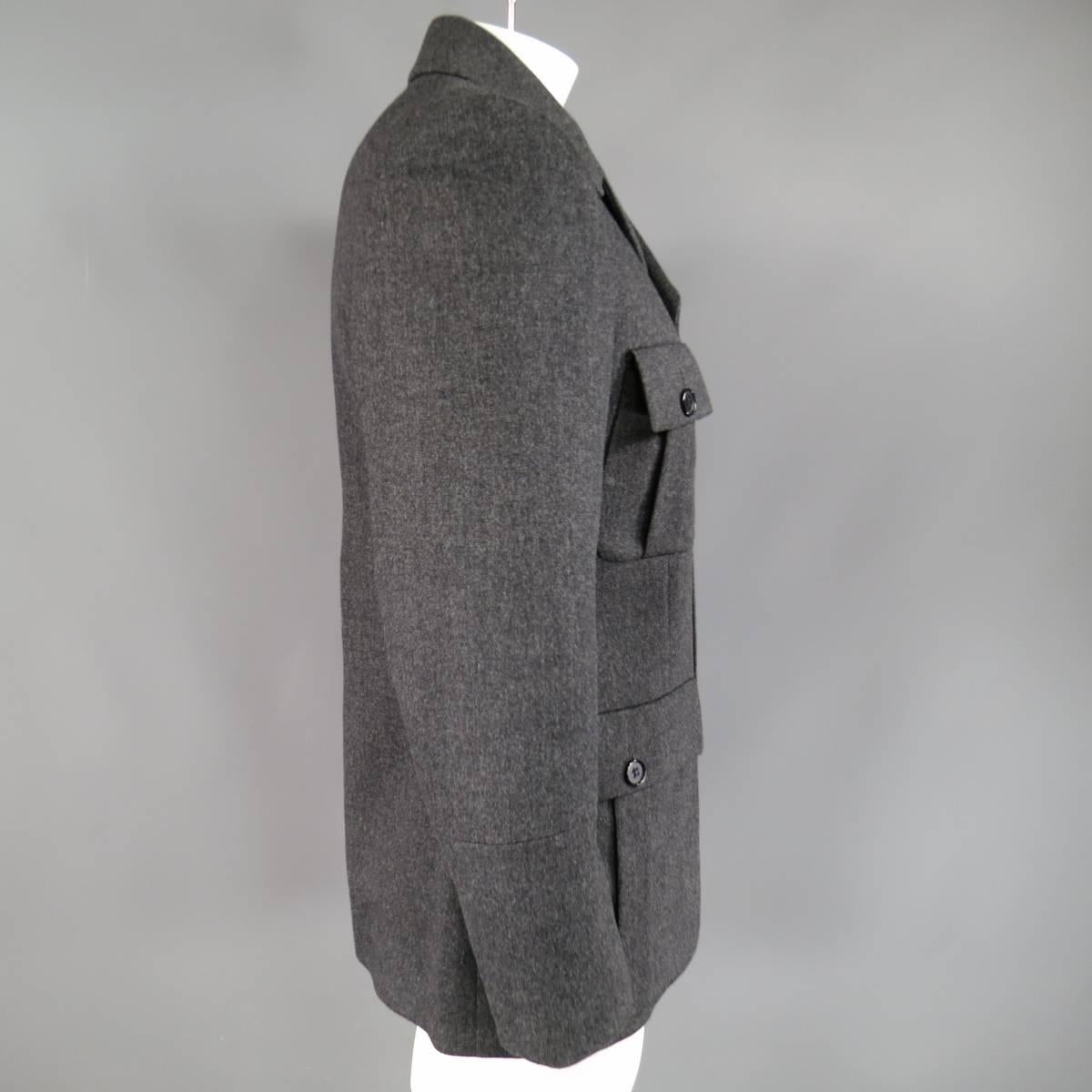 Men's ALEXANDER MCQUEEN 40 Charcoal Wool Blend Military Pocket Jacket In Excellent Condition In San Francisco, CA