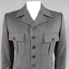 Men's ALEXANDER MCQUEEN 40 Charcoal Wool Blend Military Pocket Jacket