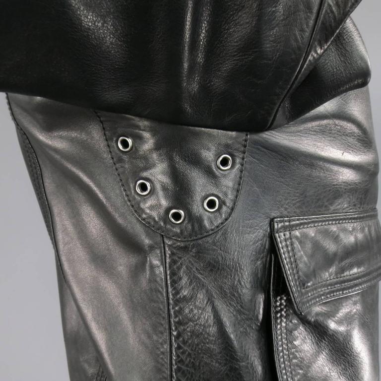 Men's BURBERRY LONDON 40 Black Leather Pointed Collar Patch Pocket