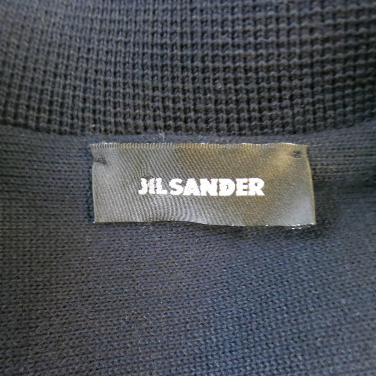 Men's JIL SANDER 40 Navy Cotton Soft Shoulder Knit Double Breasted Peacoat Jacket