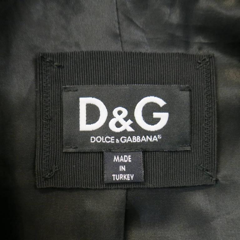 Men's D&G by DOLCE and GABBANA 36 Black Leather Belted Collar Moto ...