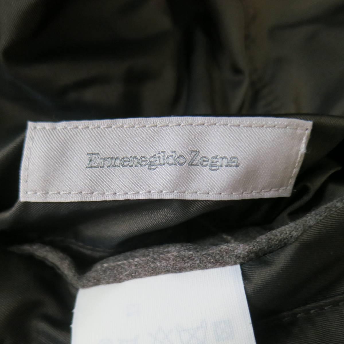 Men's NWT ERMENEGILDO ZEGNA 38 Taupe Pinstripe Leather Trimmed Reversible Vest 5