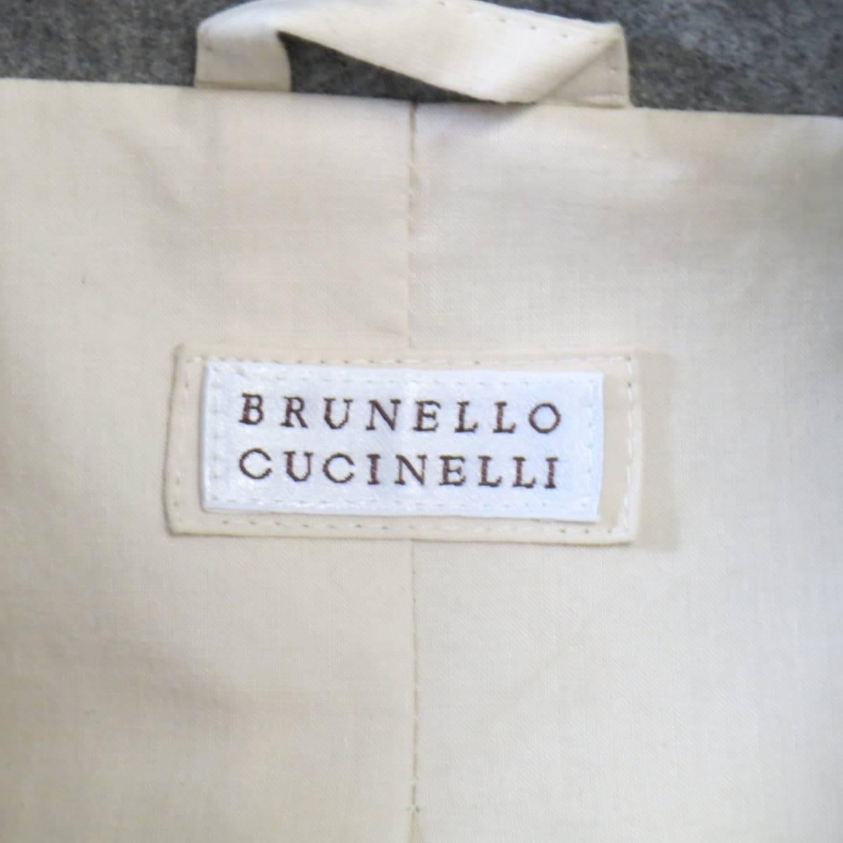 Men's BRUNELLO CUCINELLI 42 Cream Khaki Cotton Hidden Placket Coat 6