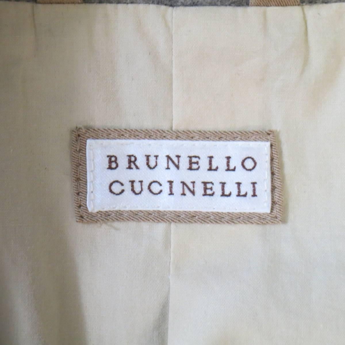 Men's BRUNELLO CUCINELLI 42 Brown Beige Cotton / Cashmere Hidden Placket Coat 3