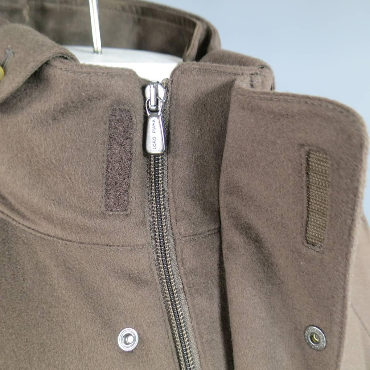 Marron Hommes LORO PIANA 42 Parka à cordon en cachemire marron ICER Strom System Ski Coat
