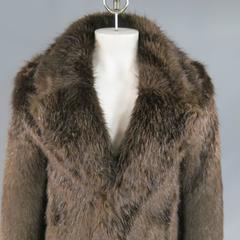 MAISON MARTIN MARGIELA X H & M 38 Brown Faux Beaver Fur Coat