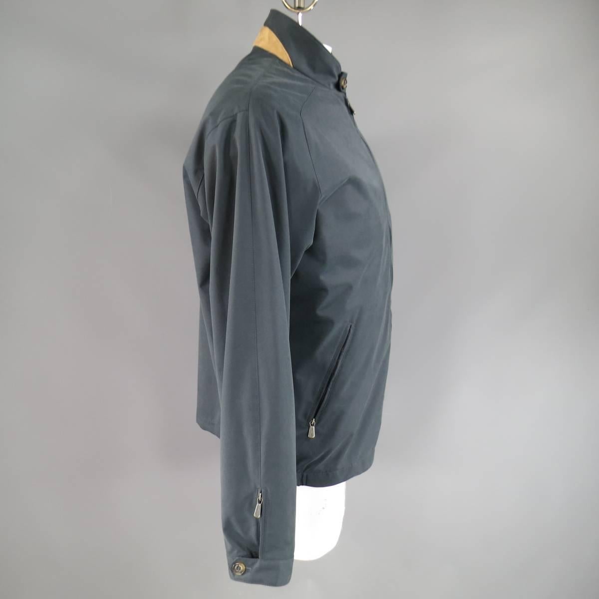 Gray Men's LORO PIANA 44 Navy Twill Roadster Pebble Beach Concours D'elegance Jacket