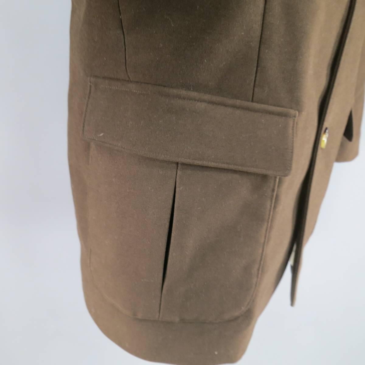 Men's LORO PIANA 44 Brown Cotton Military Pocket Coat In Excellent Condition In San Francisco, CA