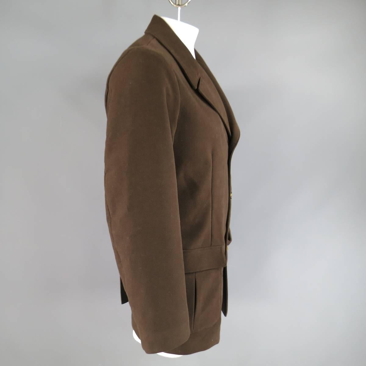 Black Men's LORO PIANA 44 Brown Cotton Military Pocket Coat