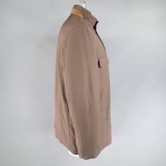 Men's LORO PIANA 44 Brown Nylon Twill Heavy High Collar Winter Coat