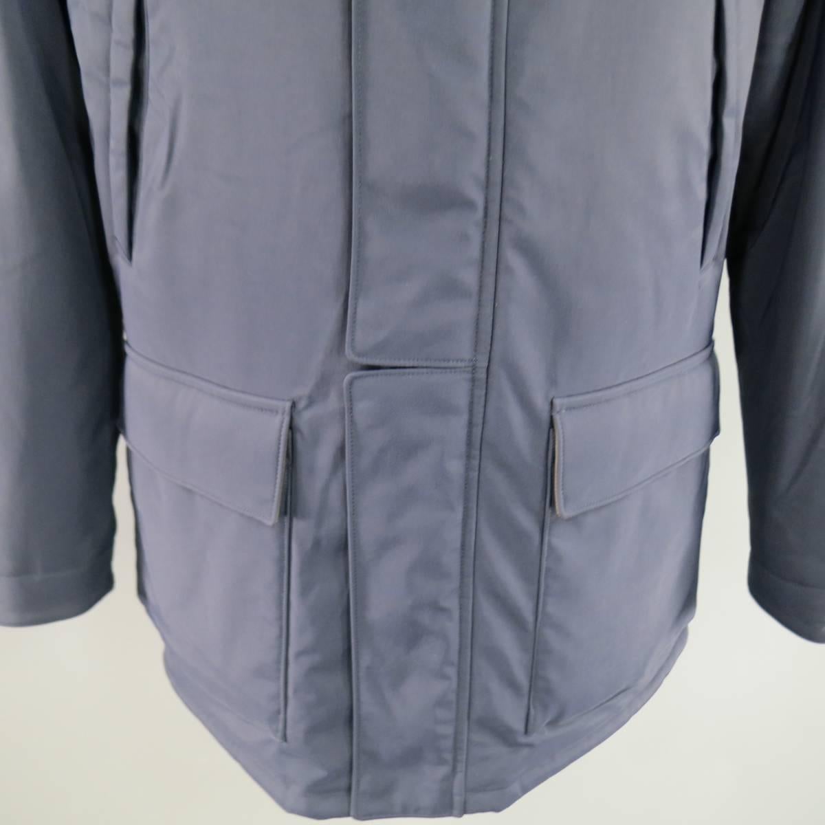 Men's LORO PIANA 44 Navy Nylon Twill Storm System Ski Coat In New Condition In San Francisco, CA