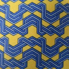 HERMES Blue & Yellow Print Silk Tie With Box