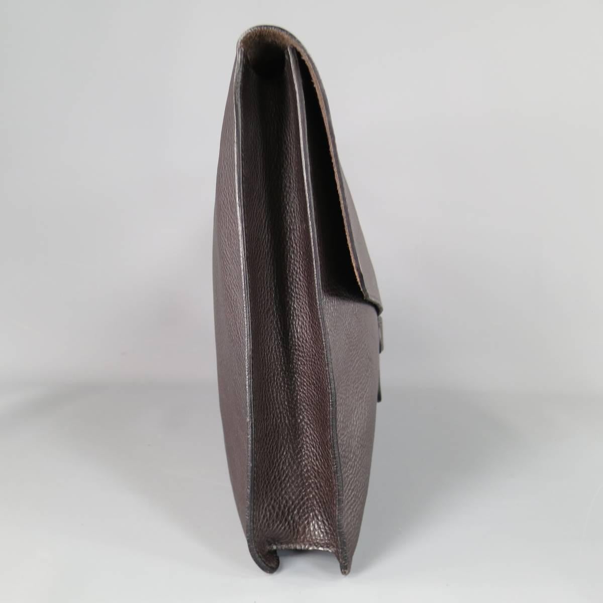 Women's or Men's LOTUFF Brown Textured Leather Envelope Portfolio