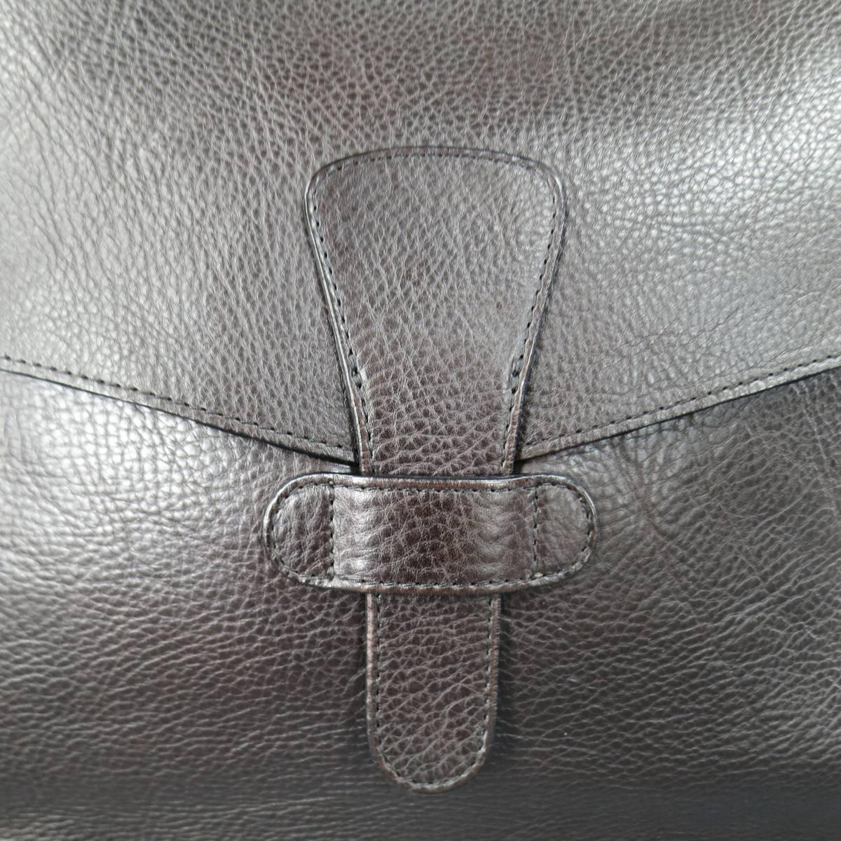 LOTUFF Brown Textured Leather Envelope Portfolio In Excellent Condition In San Francisco, CA