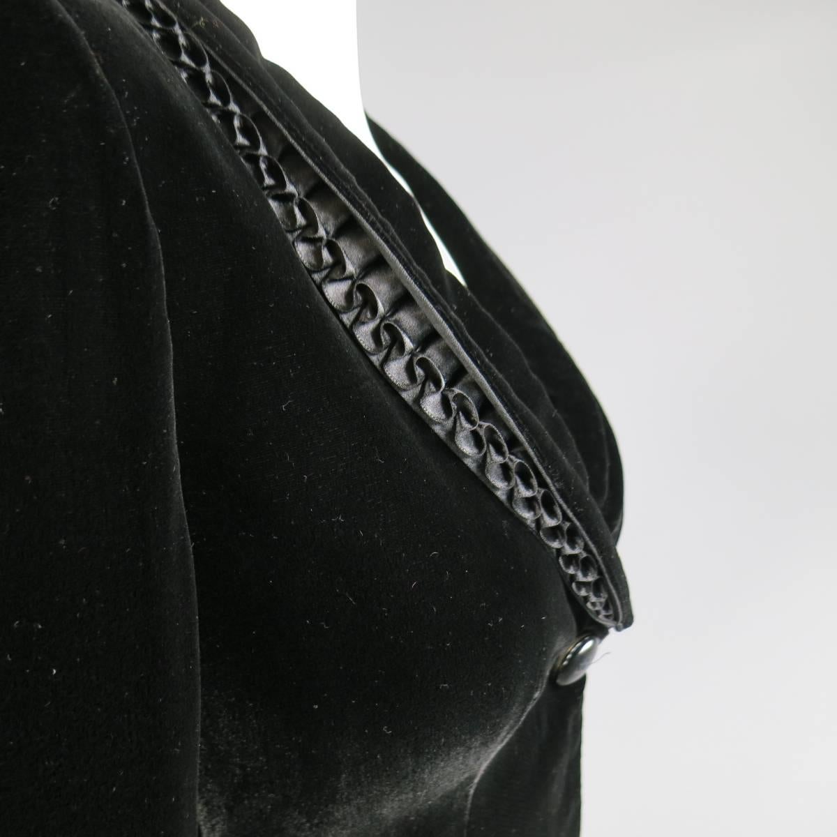 Women's ARMANI COLLEZIONI Jacket Size 4 Black Velvet Under Ruffle Shawl Collar Tuxedo