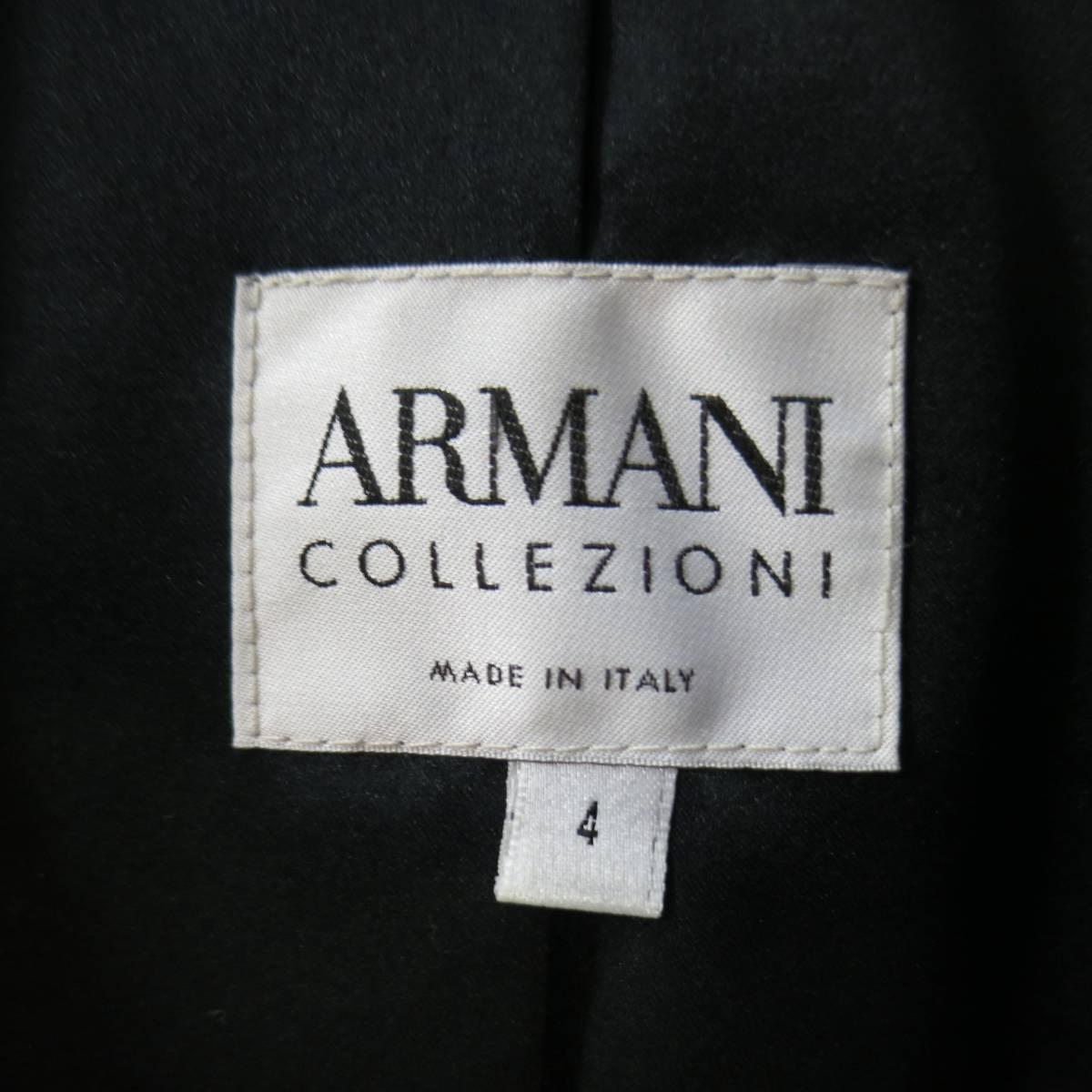 ARMANI COLLEZIONI Jacket Size 4 Black Velvet Under Ruffle Shawl Collar Tuxedo 1