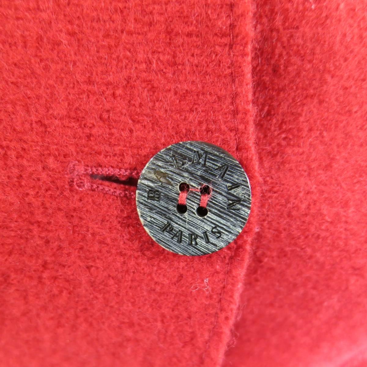 1990's Vintage BALMAIN Size 4 Red Wool Cardigan Jacket 2