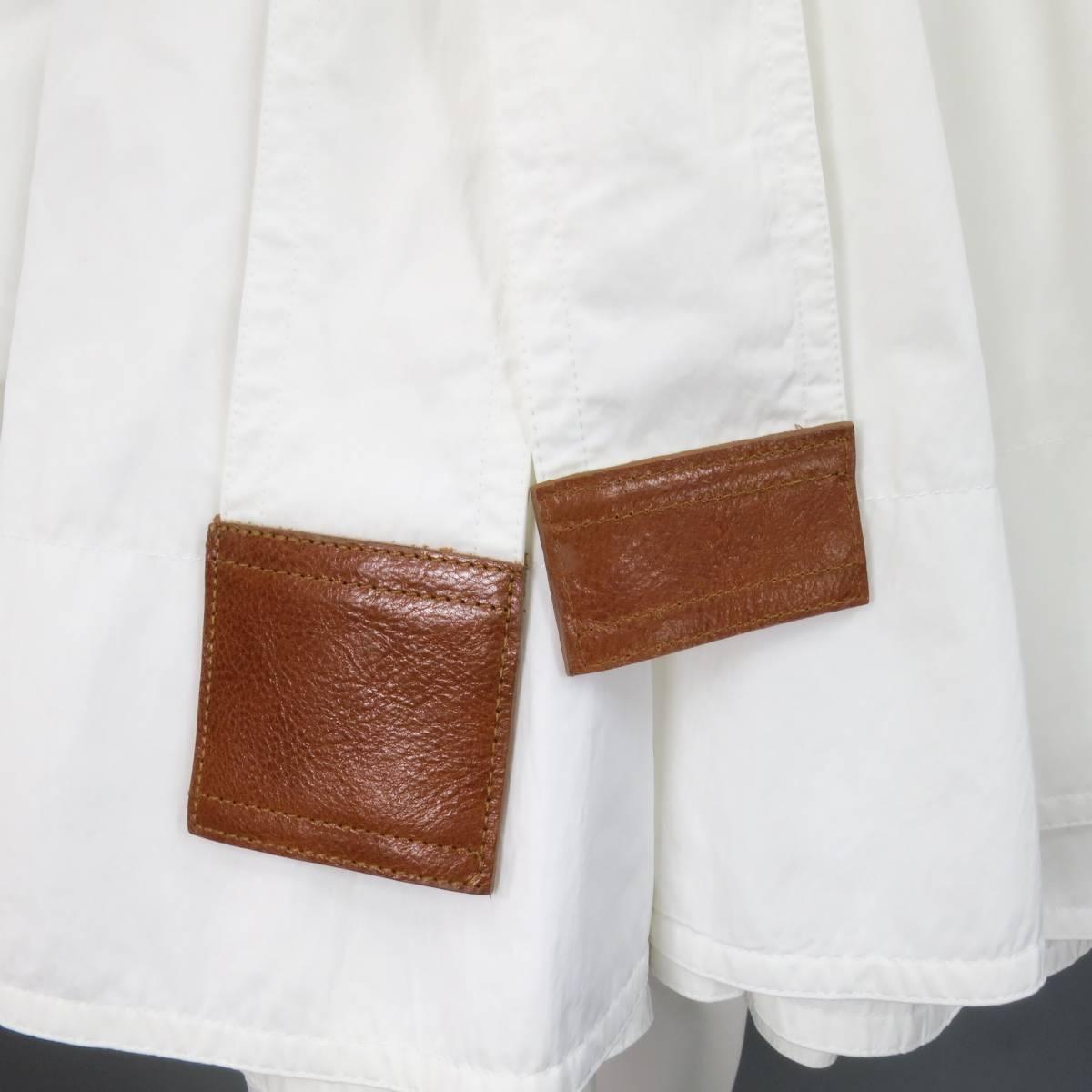 KAUFMAN FRANCO 8 Off White Textured Tan Leather End Belt A Line Wrap Trenchcoat In Good Condition In San Francisco, CA