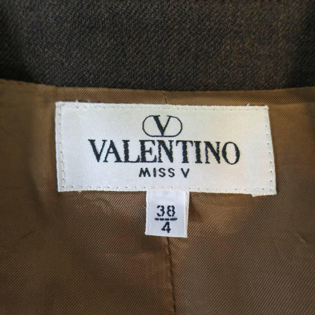 VALENTINO MISS V Size 4 Camel Angora Blend Hidden Placket Brown Collar Coat 2