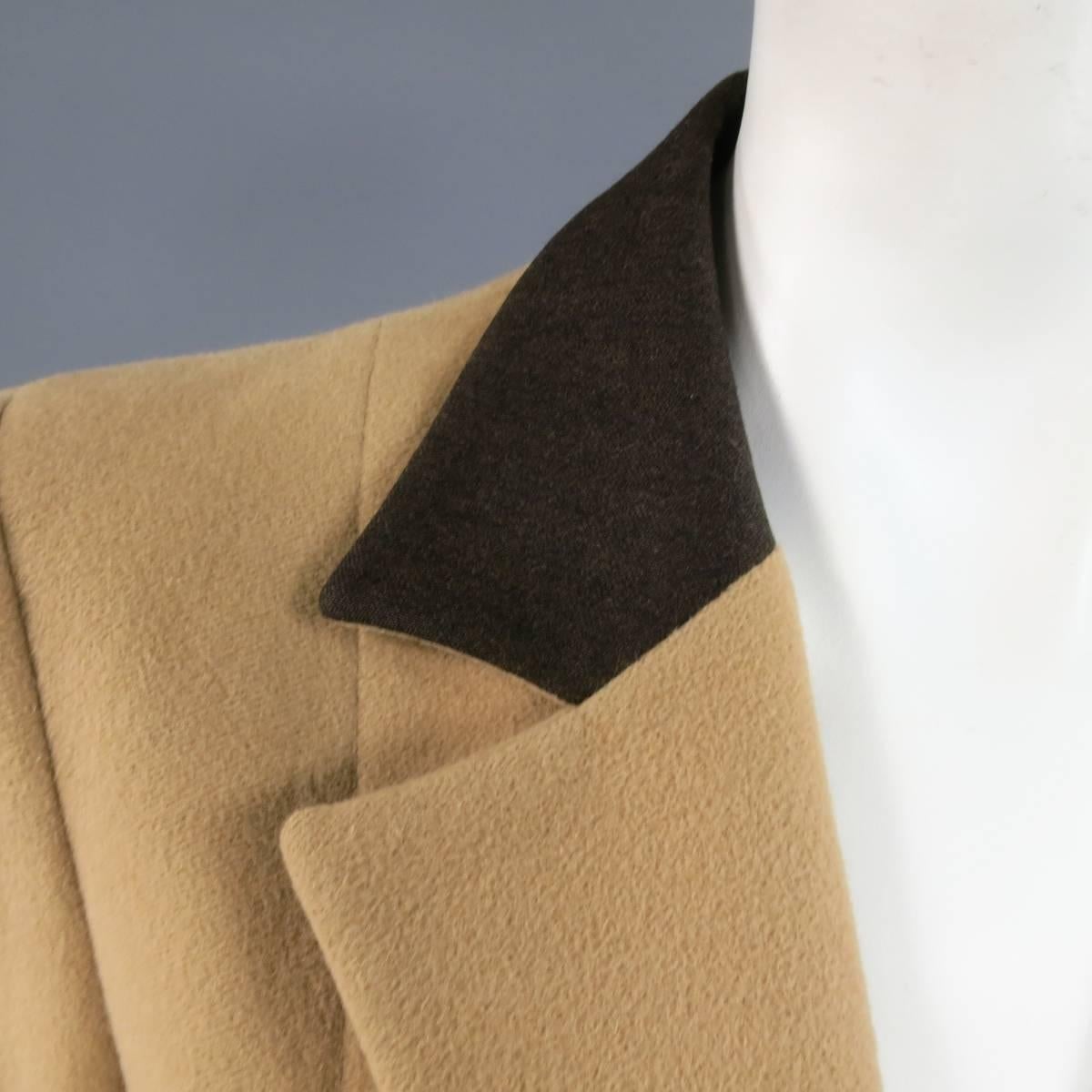 VALENTINO MISS V Size 4 Camel Angora Blend Hidden Placket Brown Collar Coat In Excellent Condition In San Francisco, CA