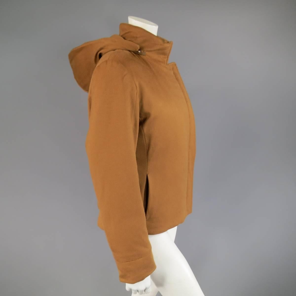 LORO PIANA Size 12 Tan Cashmere Storm System Hooded Ski Jacket In New Condition In San Francisco, CA