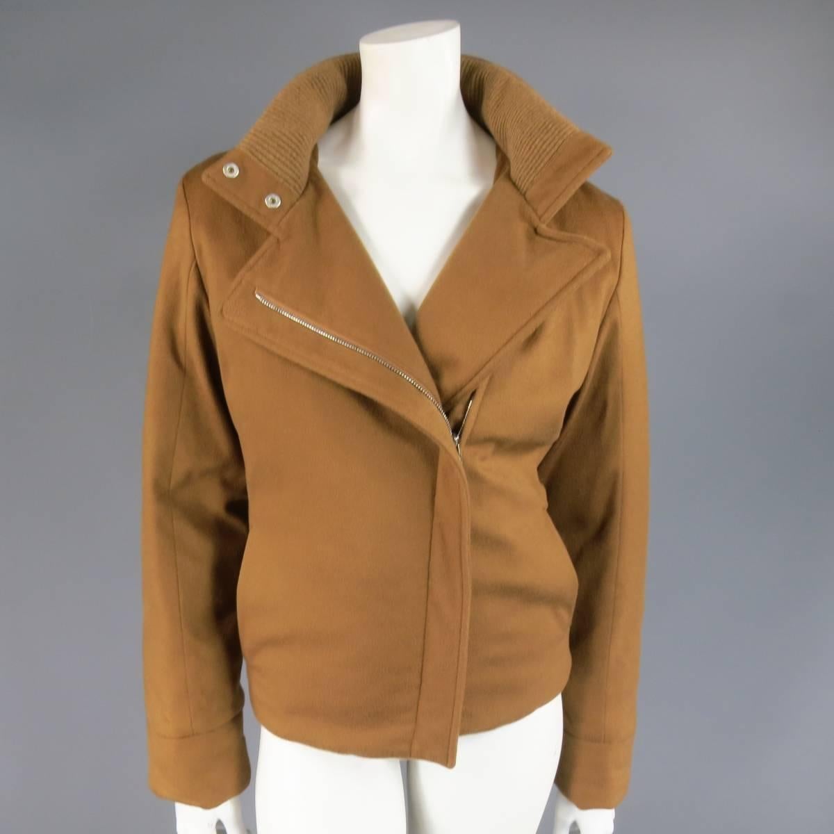 Brown LORO PIANA Size 12 Tan Cashmere Storm System Hooded Ski Jacket
