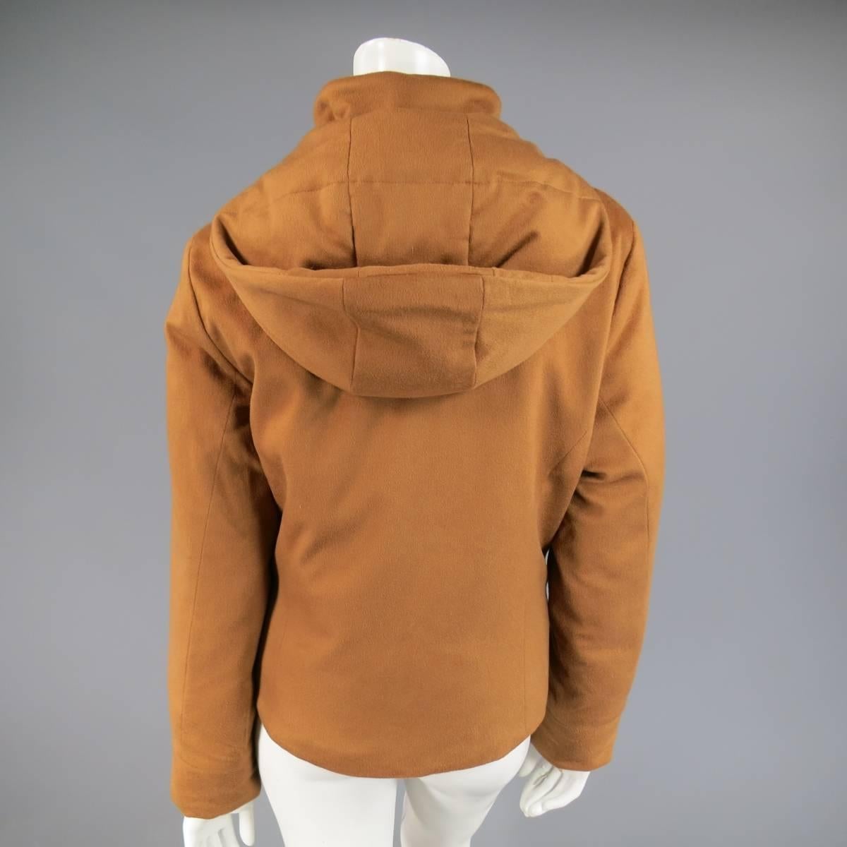 LORO PIANA Size 12 Tan Cashmere Storm System Hooded Ski Jacket 2