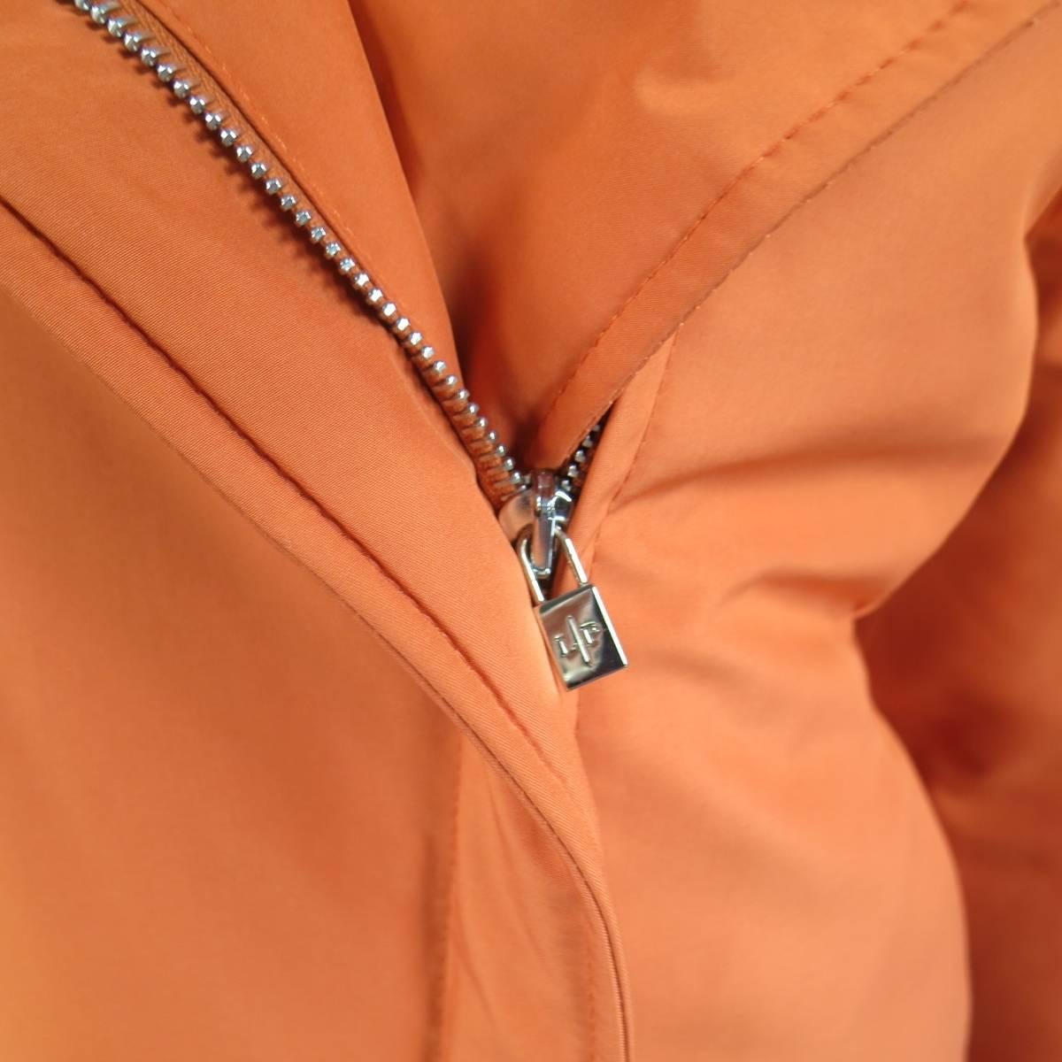 Red LORO PIANA Jacket - Size 12 Orange Nylon Padded Storm System Hood Ski Coat