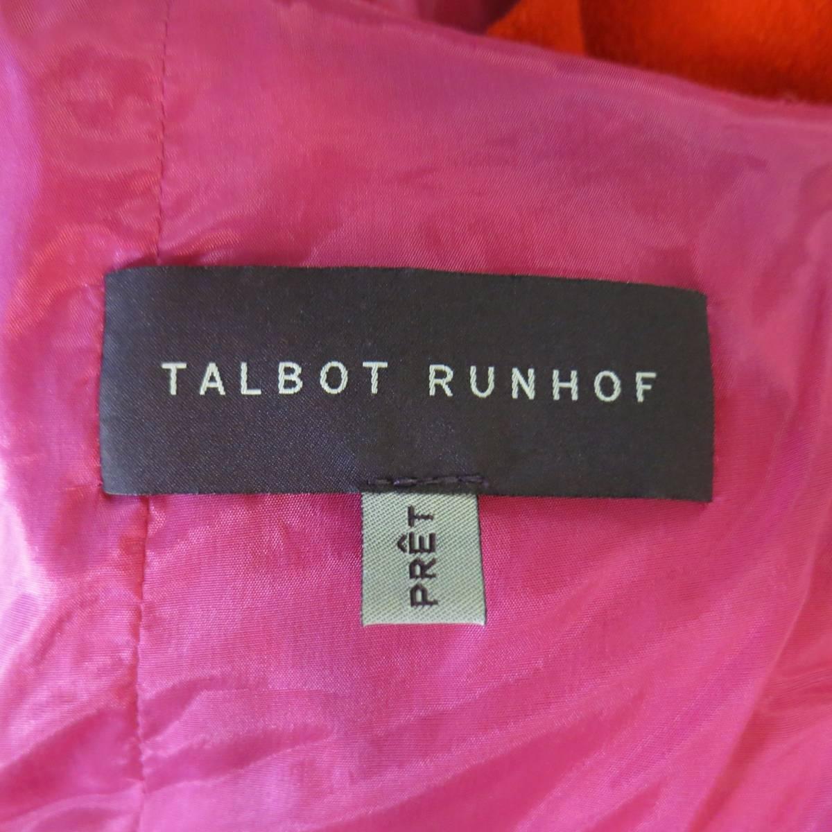 Talbot Runhof Red and Magenta Striped Virgin Wool Blend A Line Dress, US 10  2