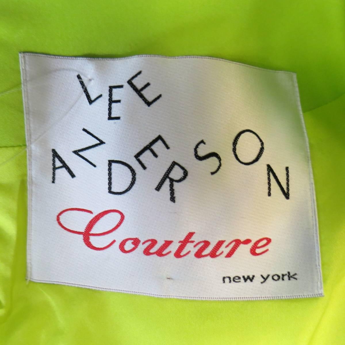 LEE ANDERSON Couture Size S Bright Green Silk 3/4 Sleeve A Line Cocktail Dress In Excellent Condition In San Francisco, CA