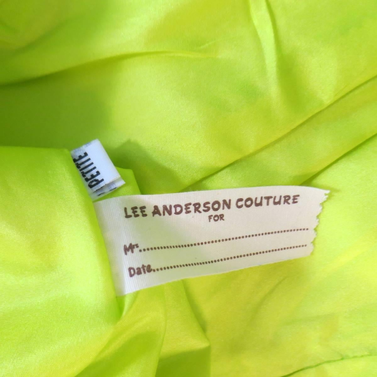 Women's LEE ANDERSON Couture Size S Bright Green Silk 3/4 Sleeve A Line Cocktail Dress