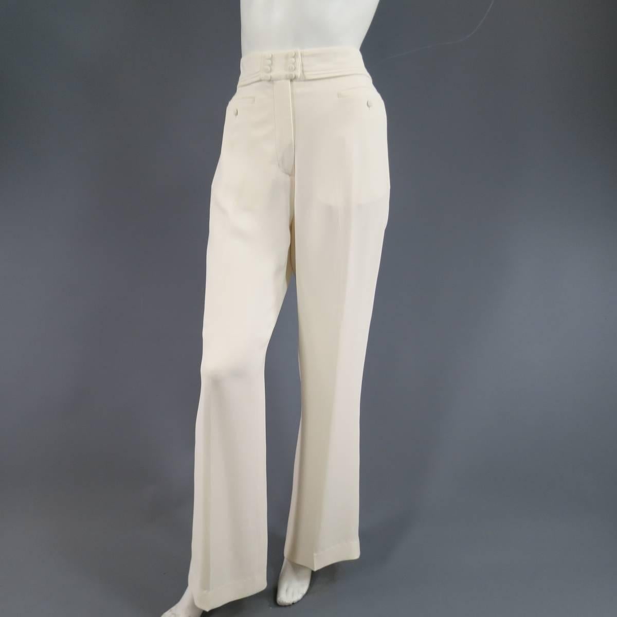 VIKTOR & ROLF Size 6 Off White Silk Tuxedo Style Pleated Bib Pants Suit 2