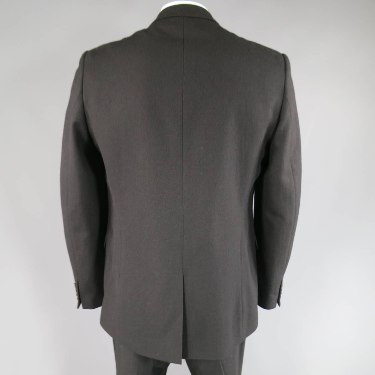 Dries Van Noten Men's Black Wool 36 34 2 Button Notch Lapel Suit, 44 Regular  1