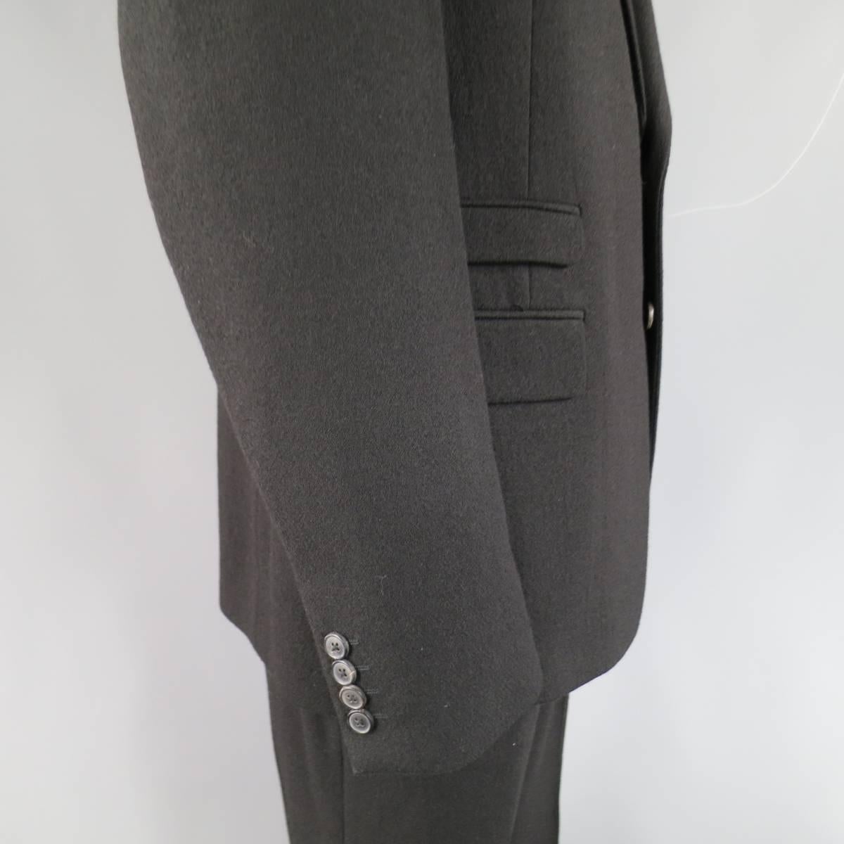 Dries Van Noten Men's Black Wool 36 34 2 Button Notch Lapel Suit, 44 Regular  In Excellent Condition In San Francisco, CA