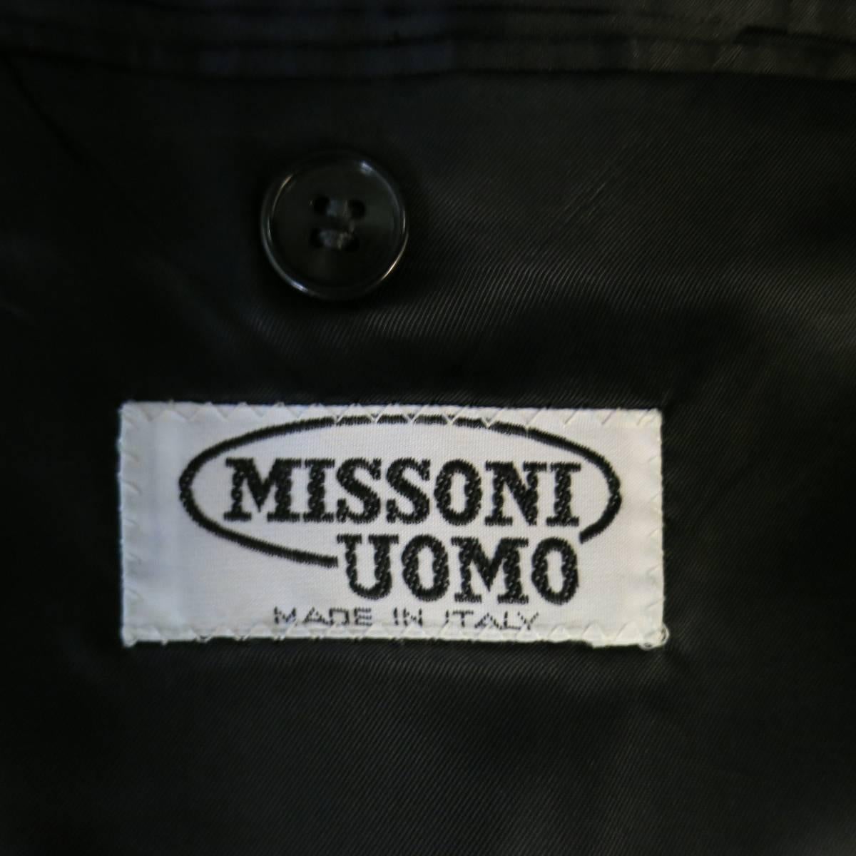 Men's MISSONI Tuxedo - 40 Regular Black Silk / Wool Blue Spotted Shawl Collar 4