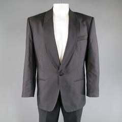 Men's MISSONI Tuxedo - 40 Regular Black Silk / Wool Blue Spotted Shawl Collar
