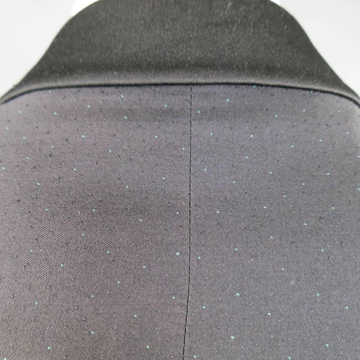 Men's MISSONI Tuxedo - 40 Regular Black Silk / Wool Blue Spotted Shawl Collar In Excellent Condition In San Francisco, CA