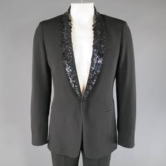 JEAN PAUL GAULTIER 38 Black Button Embellished Shawl Collar Tuxedo Suit