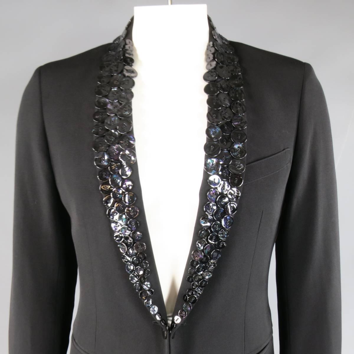 JEAN PAUL GAULTIER 38 Black Button Embellished Shawl Collar Tuxedo Suit In Good Condition In San Francisco, CA