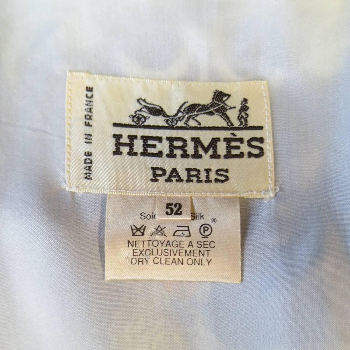 Vintage HERMES 42 Blue White & Gold Ludovicus Magnus Louis XIV Silk Vest 5