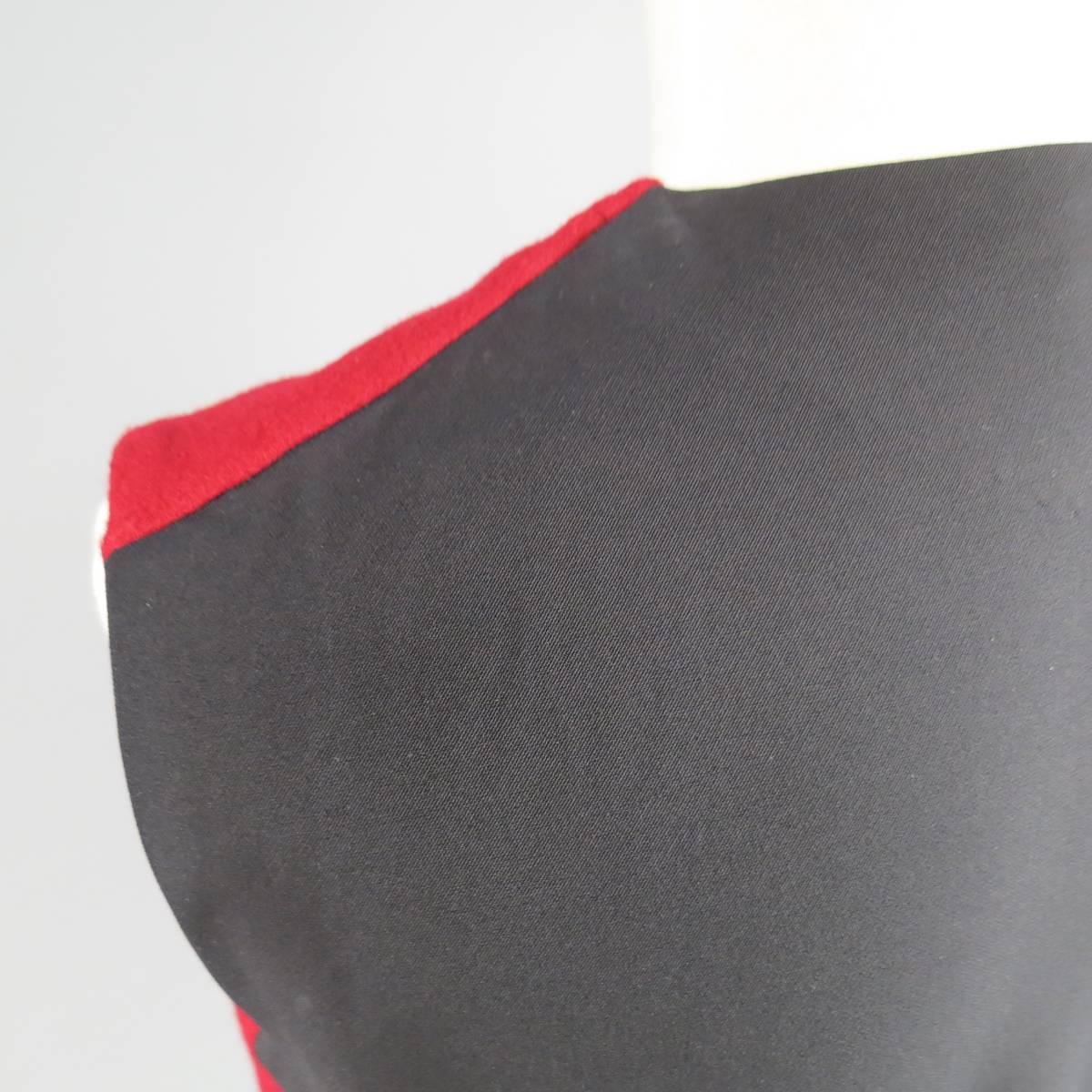 Men's JIL SANDER Size M Burgundy & Black Wool Blend Sleeveless Crewneck Vest 1