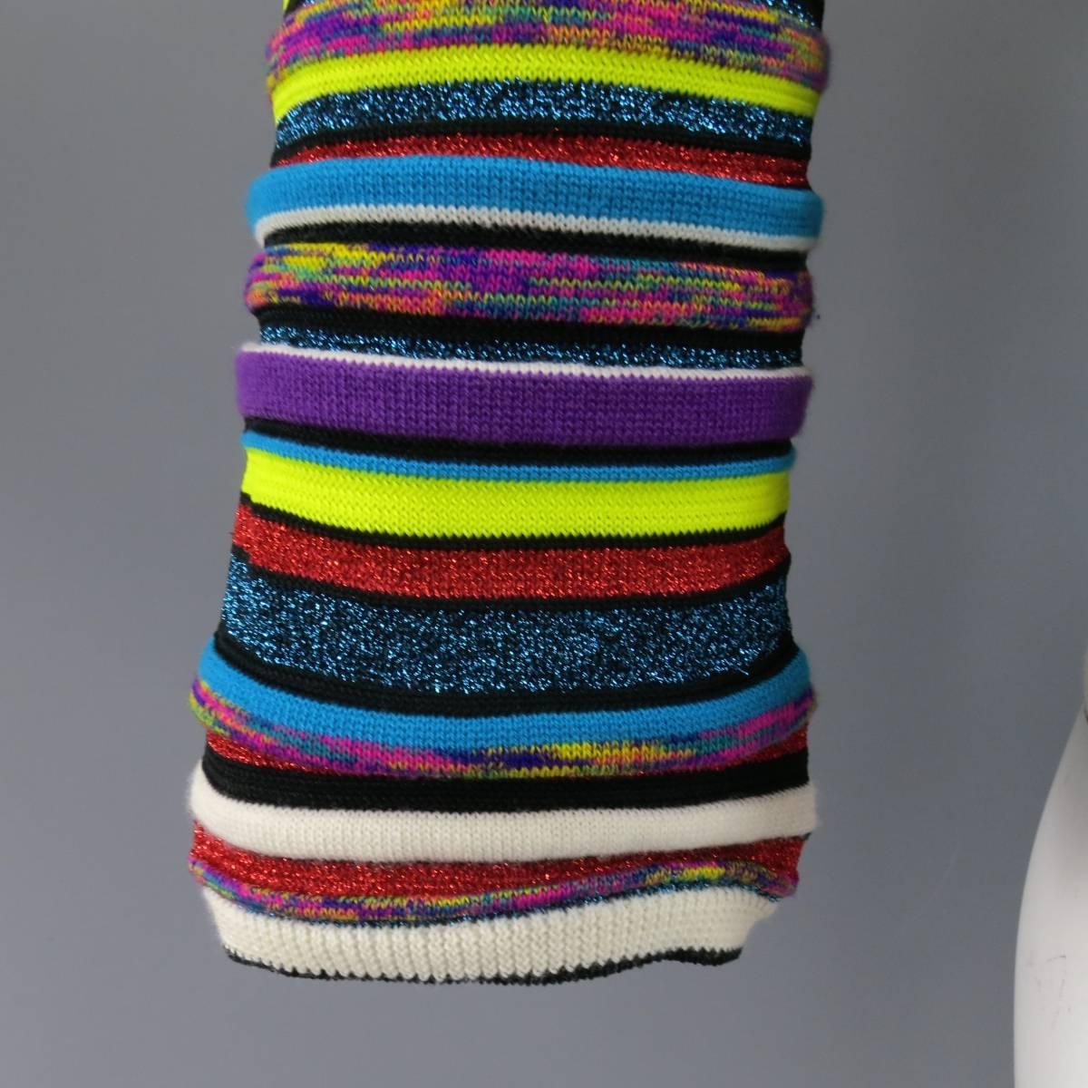 COMME des GARCONS SHIRT Size S Multi-Color Lurex Striped V Neck Pullover Sweater 1
