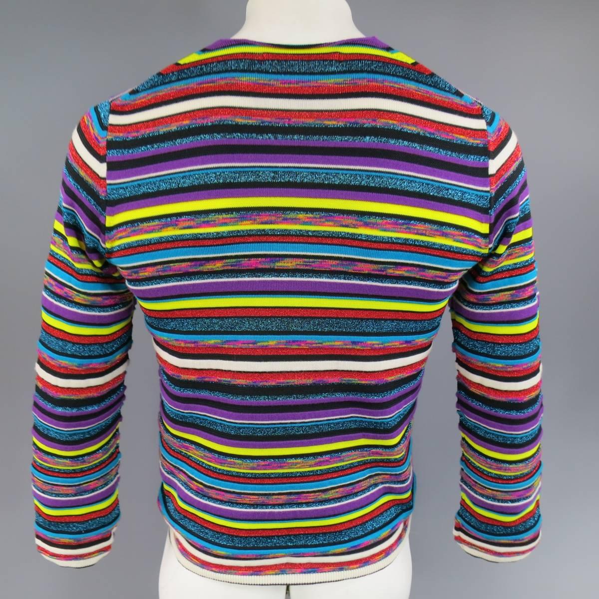 COMME des GARCONS SHIRT Size S Multi-Color Lurex Striped V Neck Pullover Sweater 2